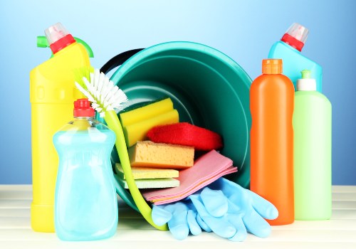 Technician applying safe product handling procedures during cleaning